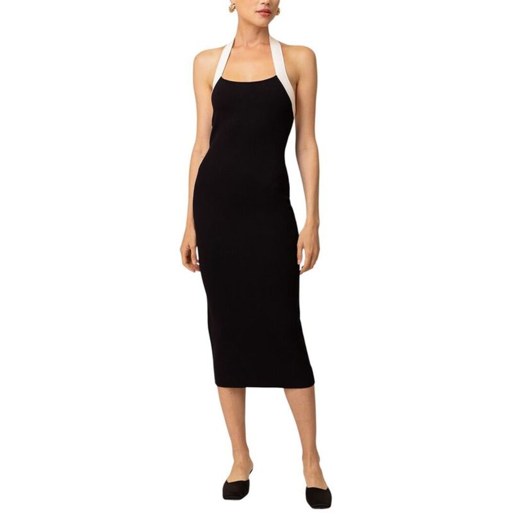 Line & Dot Womens Kohl Midi Dress, Black